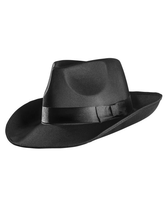 Chapéu gangster adulto de cetim preto