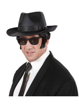 Chapéu gangster adulto de cetim preto
