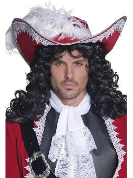 Chapéu de pirata vermelho com pena