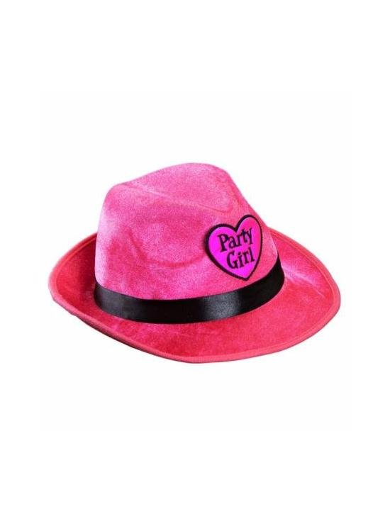 Chapéu de festa de veludo rosa para meninas.