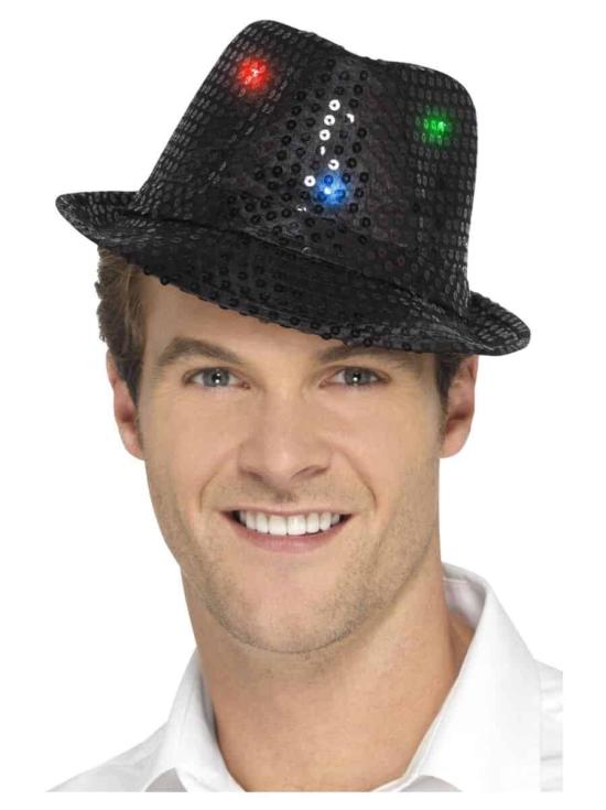 Chapéu de lantejoulas com Led