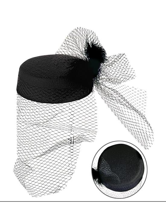 Chapéu Preto com Malha e Pena dos anos 20