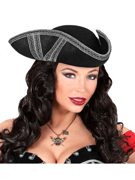 Chapéu Pirata com decoração prateada