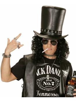 Chapéu de couro sintético estilo rocker do Slash