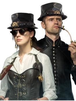 Chapéu Steampunk Preto Envelhecido