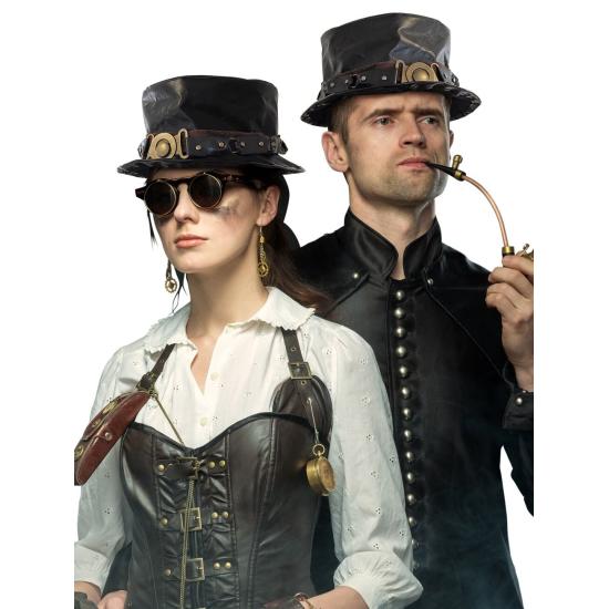 Chapéu Steampunk Preto Envelhecido