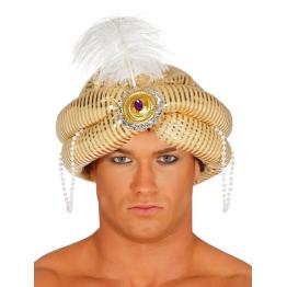 Chapéu turbante árabe com decorações douradas para adulto