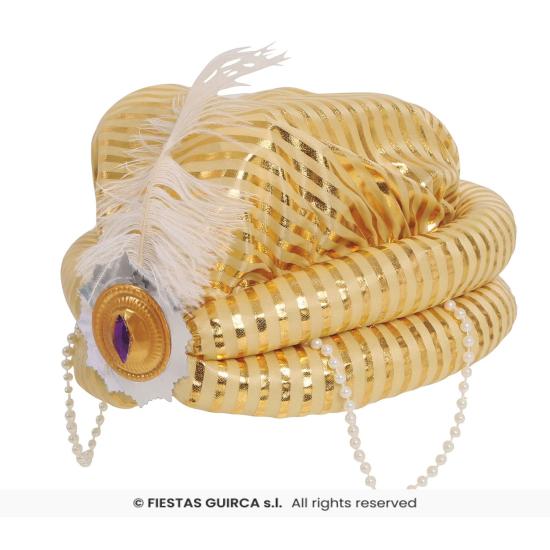 Chapéu turbante árabe com decorações douradas para adulto