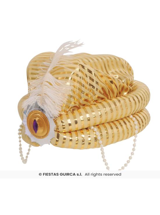 Chapéu turbante árabe com decorações douradas para adulto