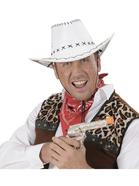 Chapéu de cowboy em camurça branca