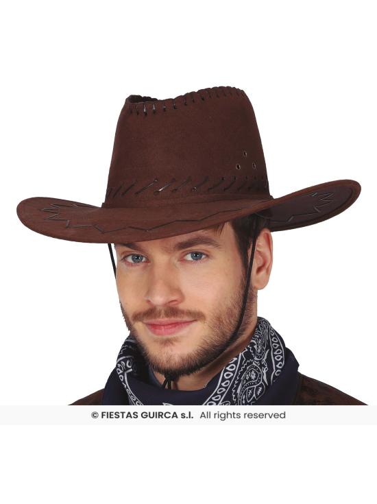 Chapéu de cowboy em camurça marrom