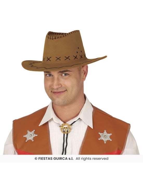 Chapéu de cowboy em camurça marrom