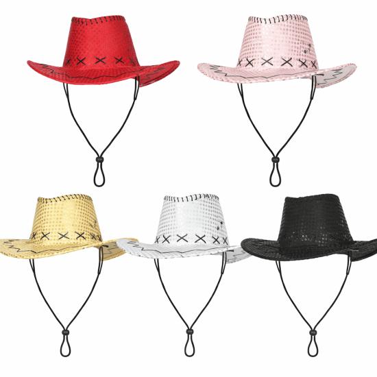 Chapéu de cowboy com lantejoulas – Tamanho único