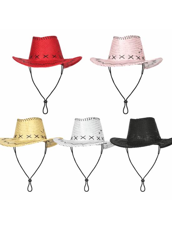 Chapéu de cowboy com lantejoulas – Tamanho único