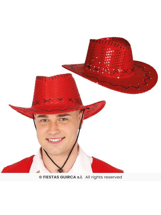 Chapéu de cowboy com lantejoulas – Tamanho único