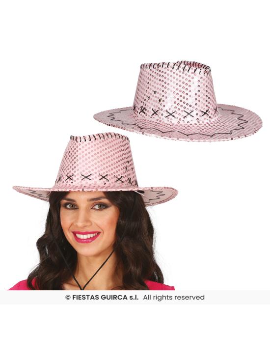Chapéu de cowboy com lantejoulas – Tamanho único