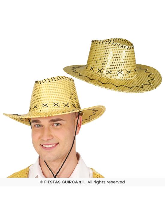 Chapéu de cowboy com lantejoulas – Tamanho único