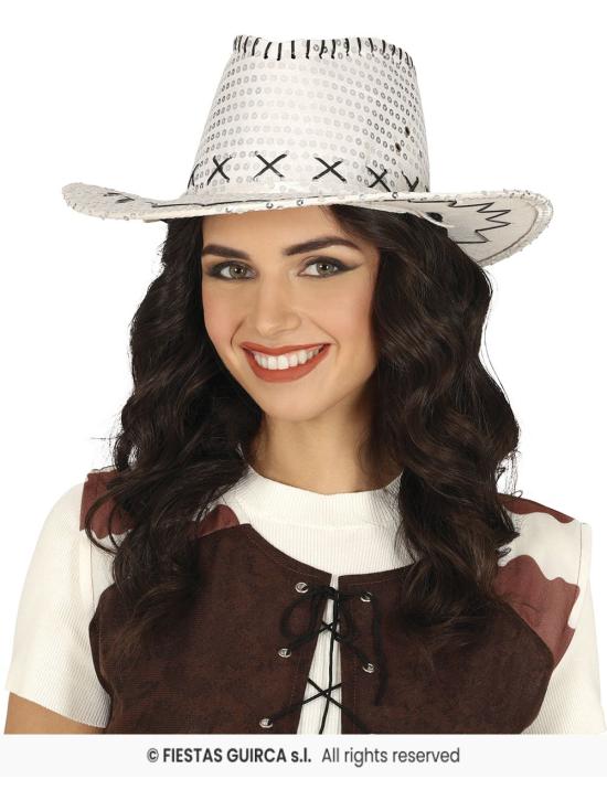 Chapéu de cowboy com lantejoulas – Tamanho único