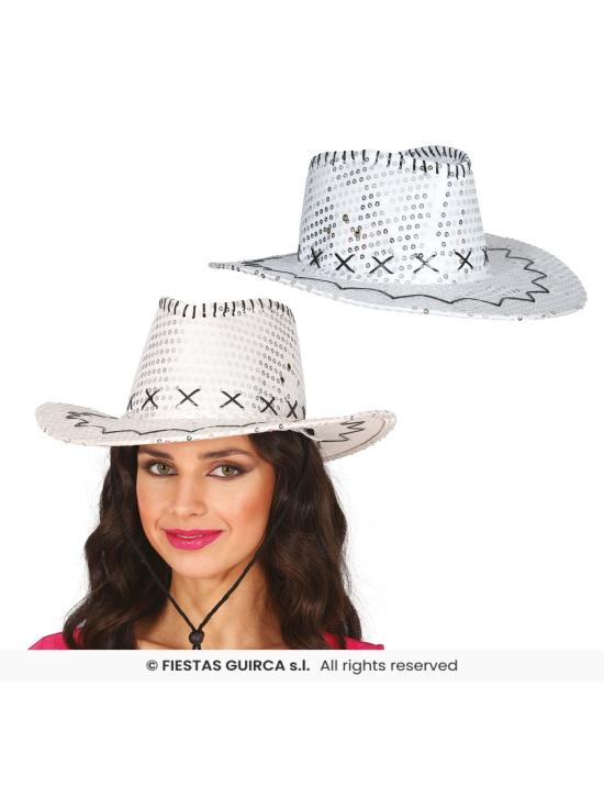 Chapéu de cowboy com lantejoulas – Tamanho único