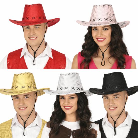 Chapéu de cowboy com lantejoulas – Tamanho único