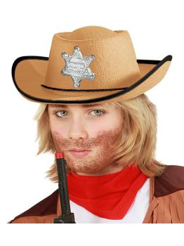 Chapéu de Cowboy Xerife Castanho Claro Infantil