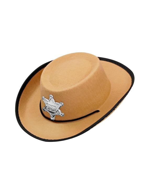 Chapéu de Cowboy Xerife Castanho Claro Infantil