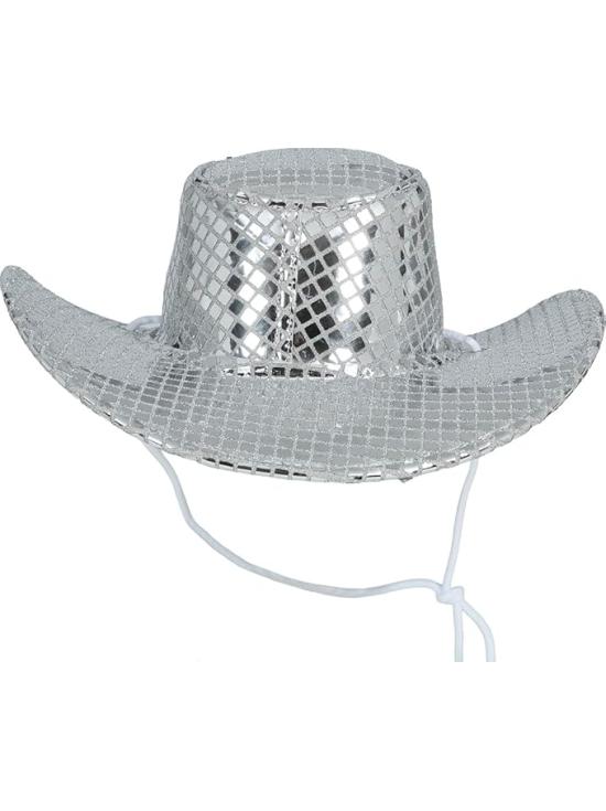 Chapéu de Cowboy Disco Prateado 80