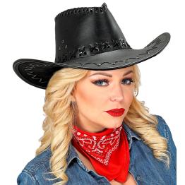 Chapéu de cowboy preto em imitação de couro