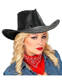 Chapéu de cowboy preto em imitação de couro