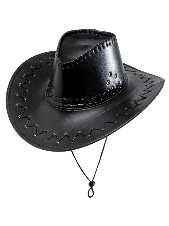 Chapéu de cowboy preto em imitação de couro