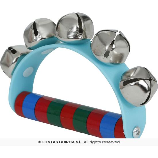 Chocalho de Sino de Madeira (9x11 cm) - Instrumento Musical Infantil com Cabo Colorido - Ideal para Natal, Festas e Entretenimento