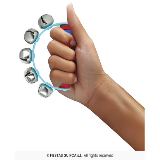 Chocalho de Sino de Madeira (9x11 cm) - Instrumento Musical Infantil com Cabo Colorido - Ideal para Natal, Festas e Entretenimento