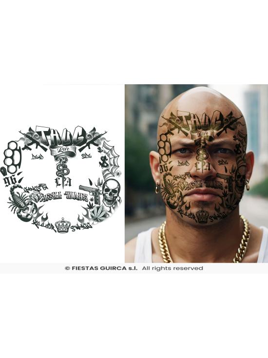 Tatuagens temporárias no rosto Thug Life - Festas Guirca