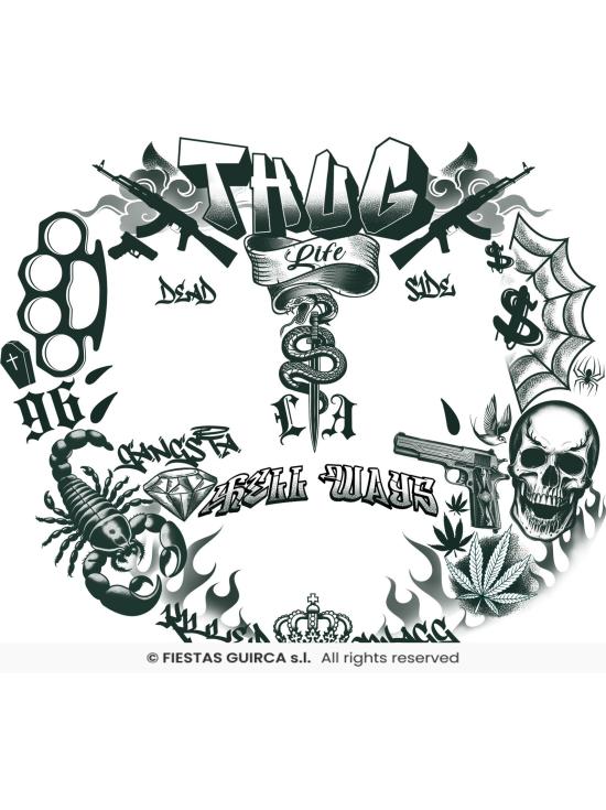 Tatuagens temporárias no rosto Thug Life - Festas Guirca