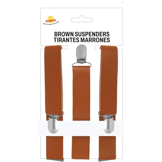 Suspensórios marrons com aparência de couro
