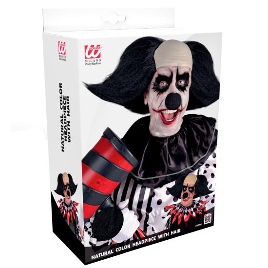 Cocar de palhaço sinistro com cabelo preto Cocar de palhaço sinistro com cabelo preto
