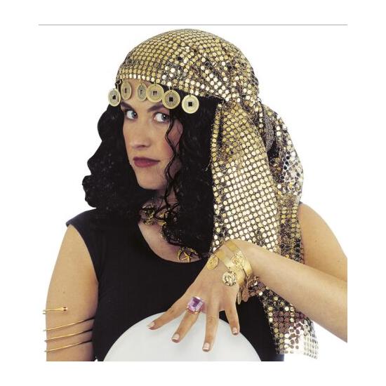 Cocar cigano com lantejoulas e moedas