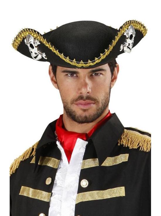 Crânio de feltro unissex pirata Tricorn.