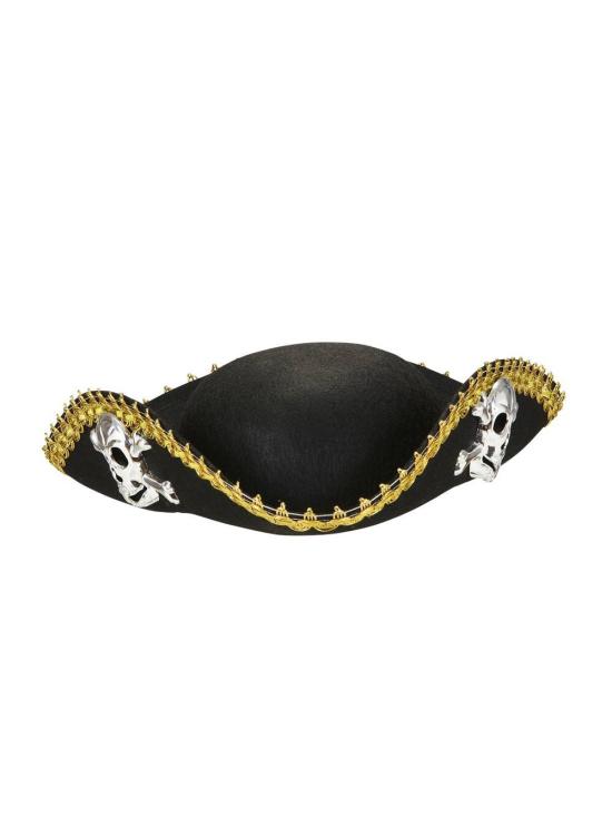 Crânio de feltro unissex pirata Tricorn.