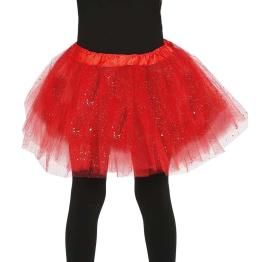 Tutu vermelho com glitter para menina