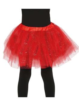 Tutu vermelho com glitter para menina