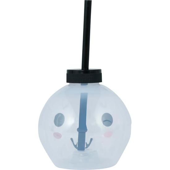 Copo reutilizável em formato de caveira com LED e canudo (17 cm) - Decoração de mesa para festas de Halloween e celebrações com tema de esqueletos - Ideal para eventos assustadores - Branco