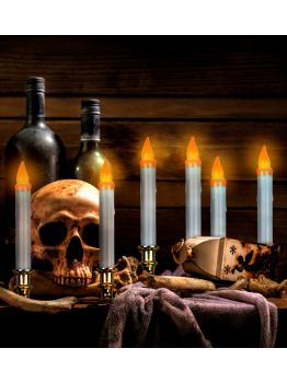 Pacote com 6 velas LED piscantes de 9 polegadas com temporizador, decorações de Halloween