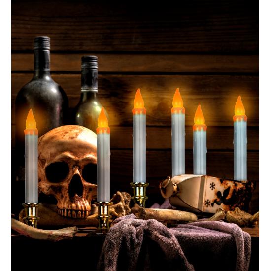 Pacote com 6 velas LED piscantes de 9 polegadas com temporizador, decorações de Halloween