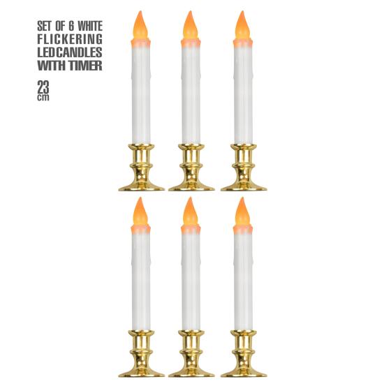 Pacote com 6 velas LED piscantes de 9 polegadas com temporizador, decorações de Halloween
