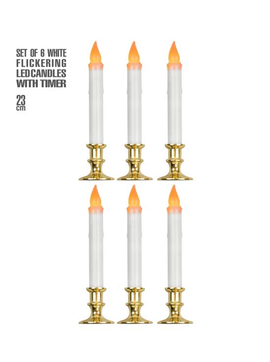 Pacote com 6 velas LED piscantes de 9 polegadas com temporizador, decorações de Halloween