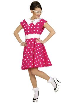 Vestido rosa dos anos 1950 para adultos