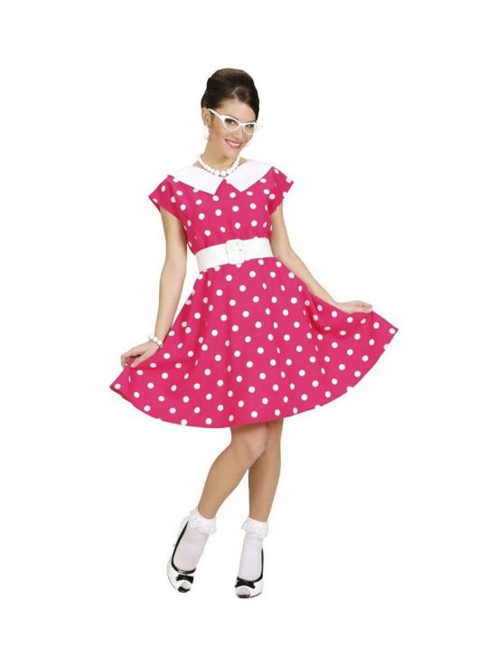 Vestido rosa dos anos 1950 para adultos