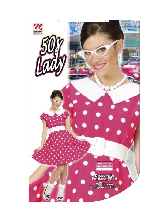 Vestido rosa dos anos 1950 para adultos