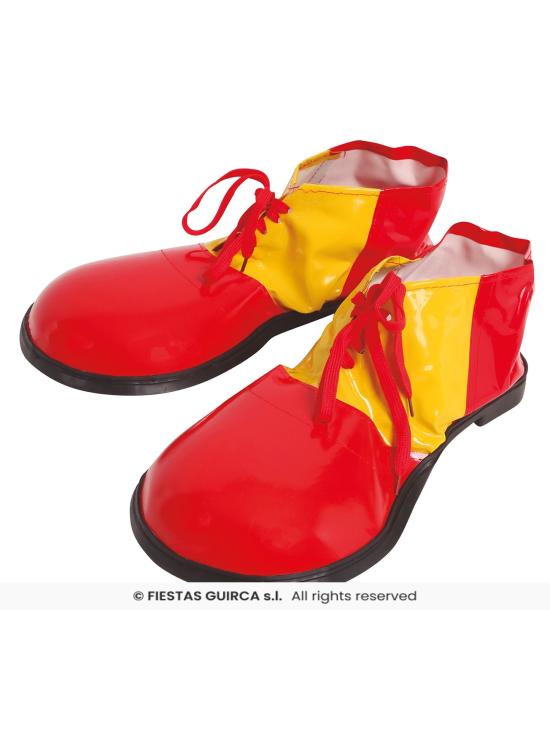 Sapatos de palhaço extra vermelhos e amarelos